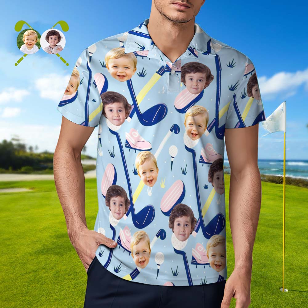 Polo personnalisé pour golfeur, cadeaux visage sur chemise pour mari, chemise de golf personnalisée à manches courtes, polo personnalisé pour golfeur