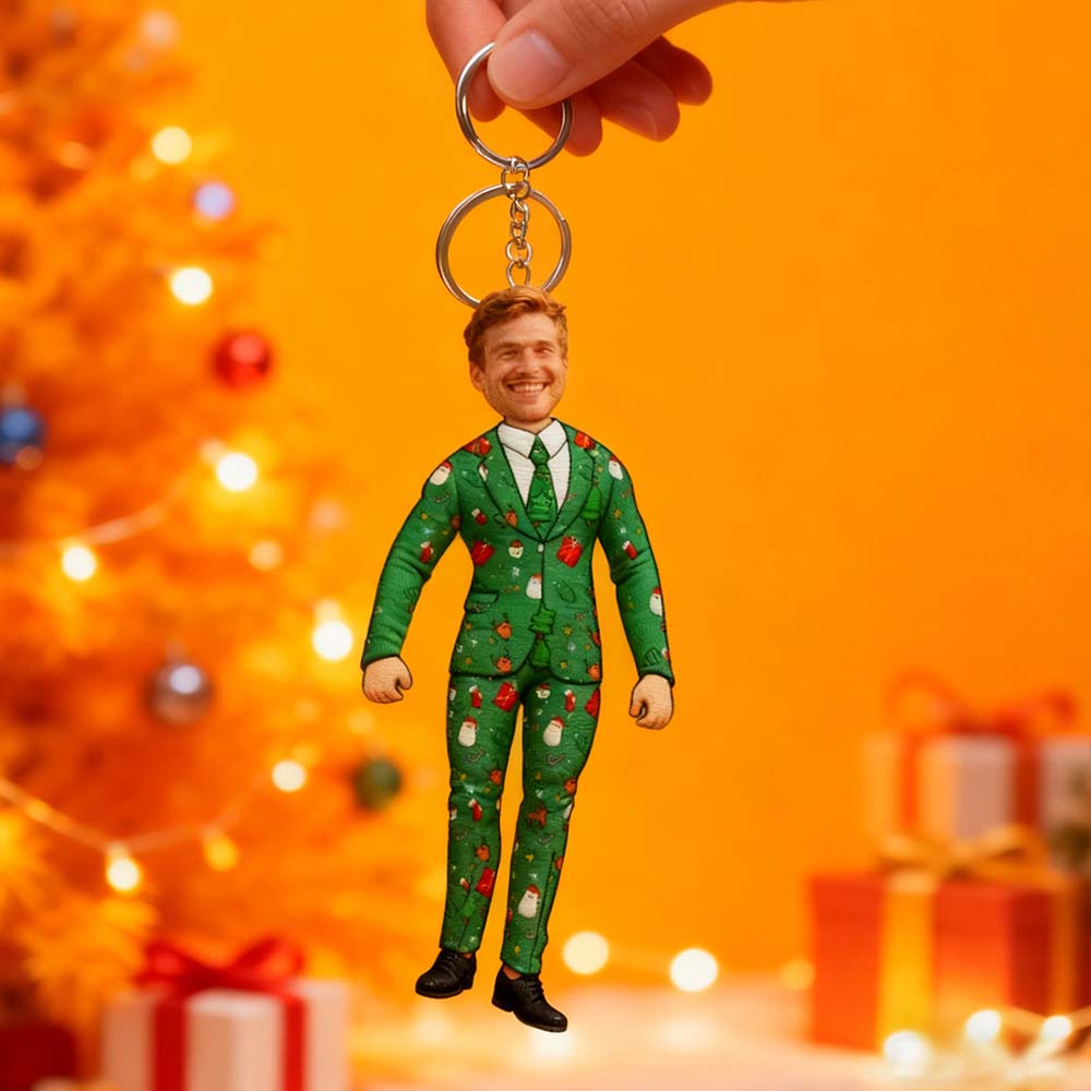 Porte-clés Poupée Personnalisée En Costume De Noël, Figurine Miniature, Cadeau De Noël Pour Lui