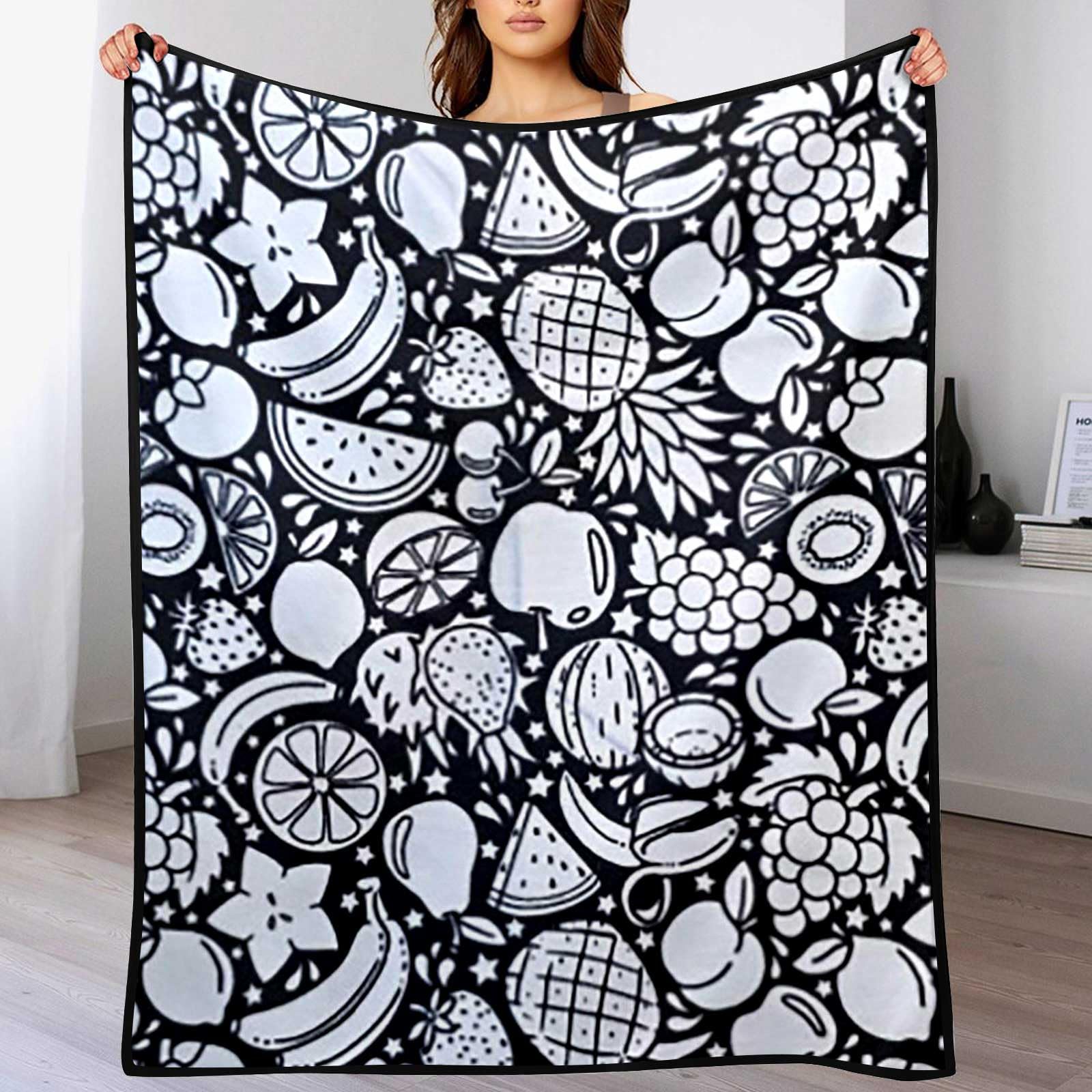 Vous Pouvez Colorier Du Velours Pelucheux, Couvertures à Colorier Créatives Pour Adultes Couverture à Colorier DIY Style Fruit Rafraîchissant Avec 24 Marqueurs De Couleurs, Coloriez Vos Propres Couvertures
