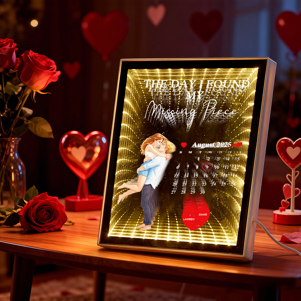 Cadre Photo Led Romantique Avec Calendrier Et Citation D'amour, Veilleuse Puzzle Cœur À Pièce Manquante, Cadeau Pour Couple - MyHawaiianShirtsFR