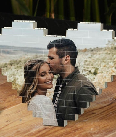 Personalisierte Herz-foto-block-puzzle-baustein-jubiläums-geburtstags-valentinstag-geschenkideen