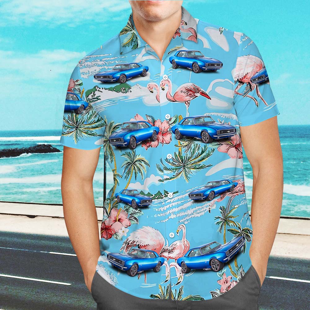 Autofoto Hochladen Individuelles Foto Hawaiihemd Herren-allover-print-aloha-shirt-geschenk – Rosa Flamingos Und Blumen-MyHawaiianShirtsDE