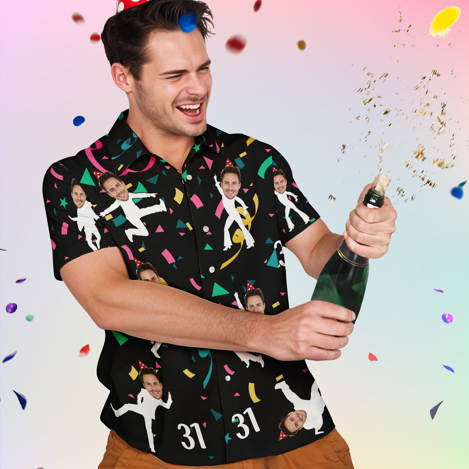Hawaiihemd mit Gesicht Benutzerdefinierte Button-down-hemden Geburtstag Hawaii-hemden Geburtstagsgeschenke Für Ihn-MyHawaiianShirtsDE