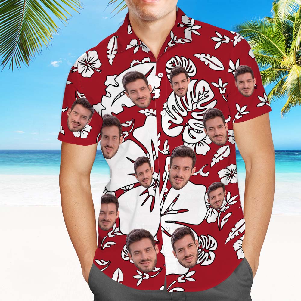 Hawaiihemd mit Gesicht Benutzerdefinierte Herren-strandhemden Mit Hawaiianischem Muster. Benutzerdefinierte Hawaiianische Druckhemden Für Männer-MyHawaiianShirtsDE