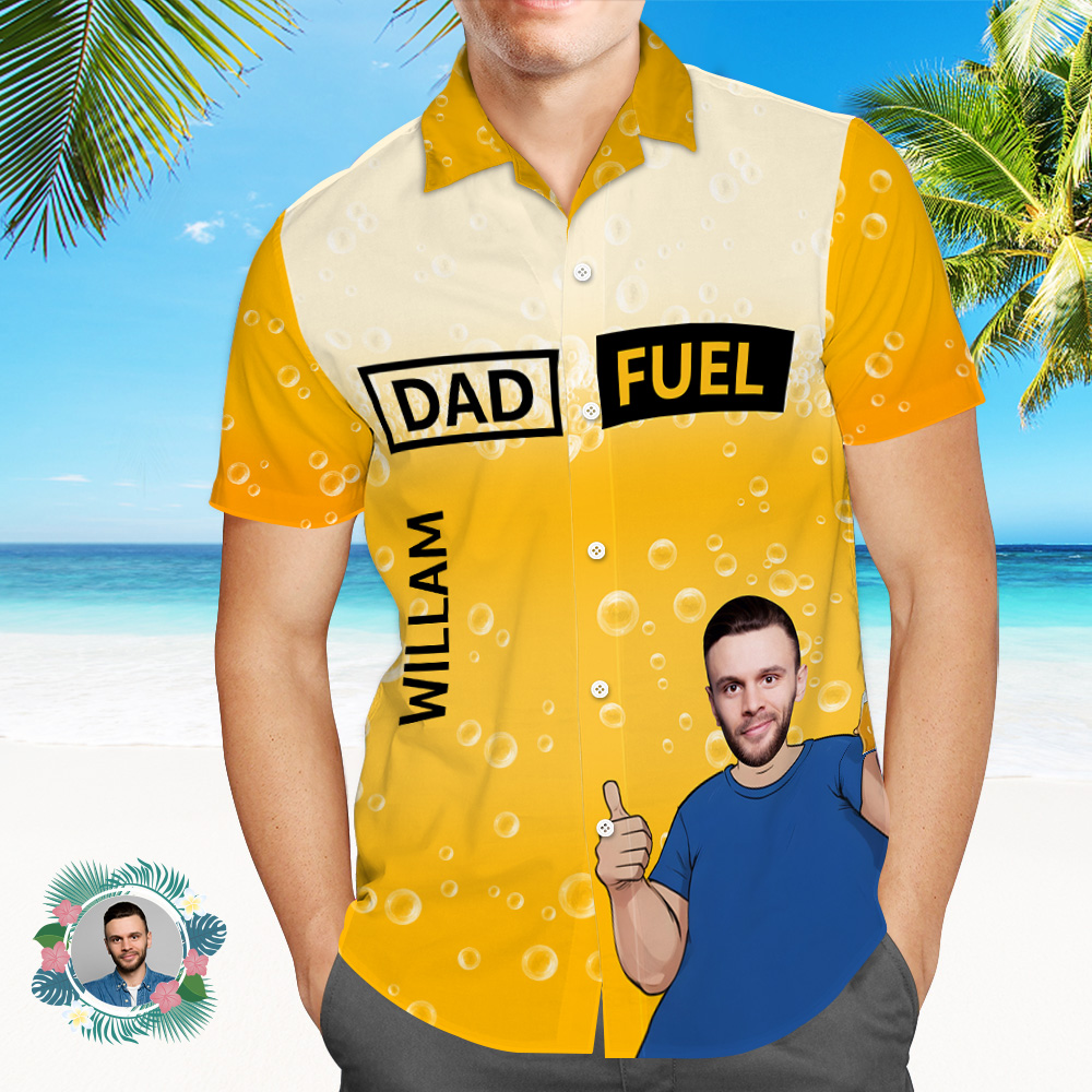 Benutzerdefinierte Foto Papa Kraftstoff Don't Worry Beer Happy Hawaii Shirt Vatertagsgeschenk-MyHawaiianShirtsDE