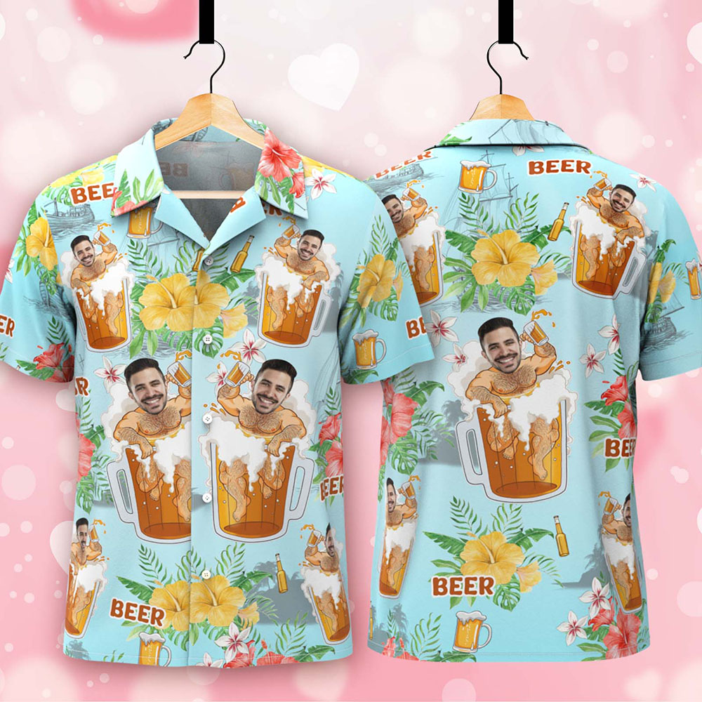 Benutzerdefiniertes Hawaiihemd Mit Bierdruck, Personalisiertes Aloha-strandhemd, Partygeschenk Für Männer