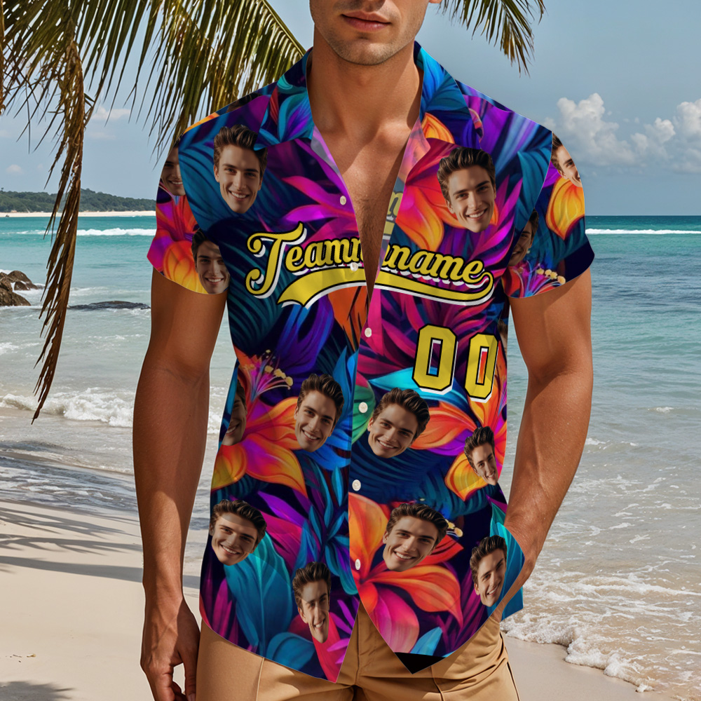 Personalisiertes Hawaiihemd Mit Urlaubsflair, Individuell Gestaltetes Strandhemd Mit Tropischem Motivdruck - MyHawaiianShirtsDE