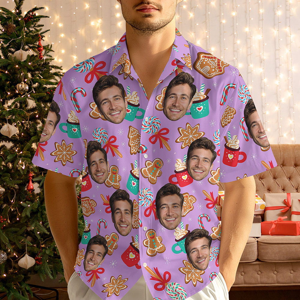 Personalisiertes Weihnachts-hawaiihemd Mit Gesichtsfoto – Das Perfekte Weihnachtsgeschenk Für Ihn - MyHawaiianShirtsDE