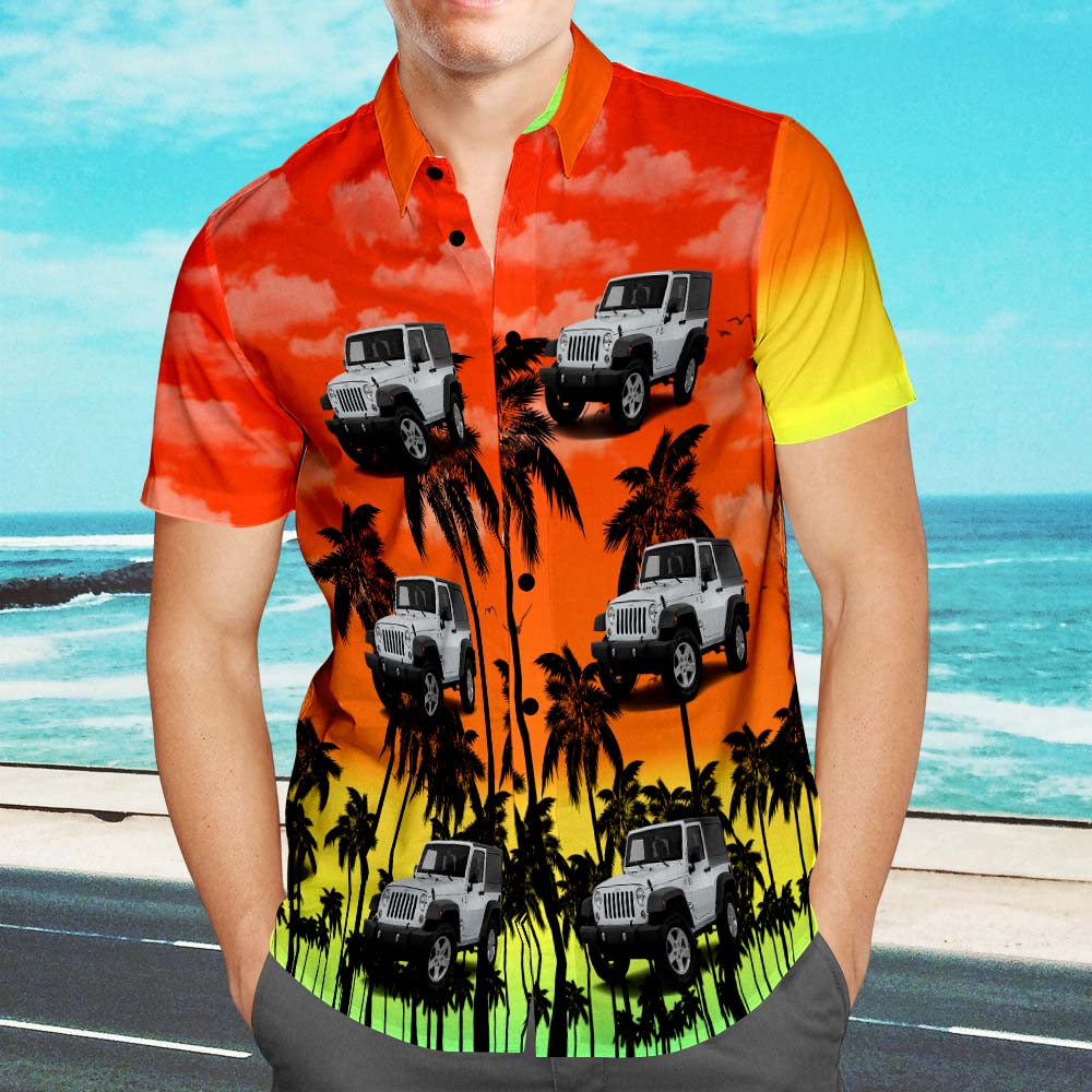 Hawaiihemd mit Gesicht Autofoto Hochladen Individuelles Foto Hawaiihemd Sommer Fancy Orange Personalisiertes Aloha-strandhemd Für Männer-MyHawaiianShirtsDE