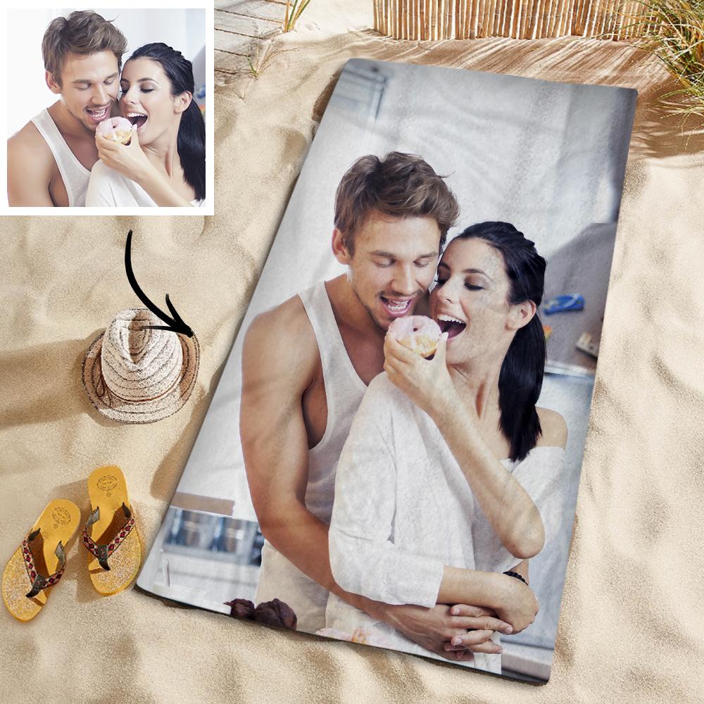Personalisiertes Strandtuch Mit Individuellem Foto, Geschenk Für Den Frühlingsurlaub, Strandtuch Für Den Ehemann-MyHawaiianShirtsDE