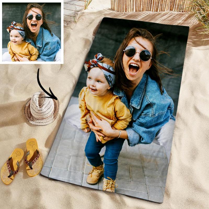 Individuelles Foto, Personalisiertes Strandtuch, Geschenk, Pool, Strandtuch Für Die Familie-MyHawaiianShirtsDE