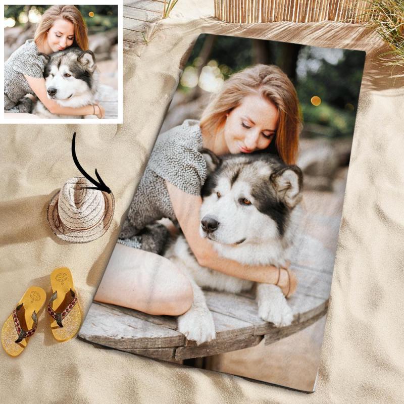 Individuelles Foto, Personalisiertes Strandtuch, Geschenk, Strandurlaub, Strandtuch Für Haustier-MyHawaiianShirtsDE