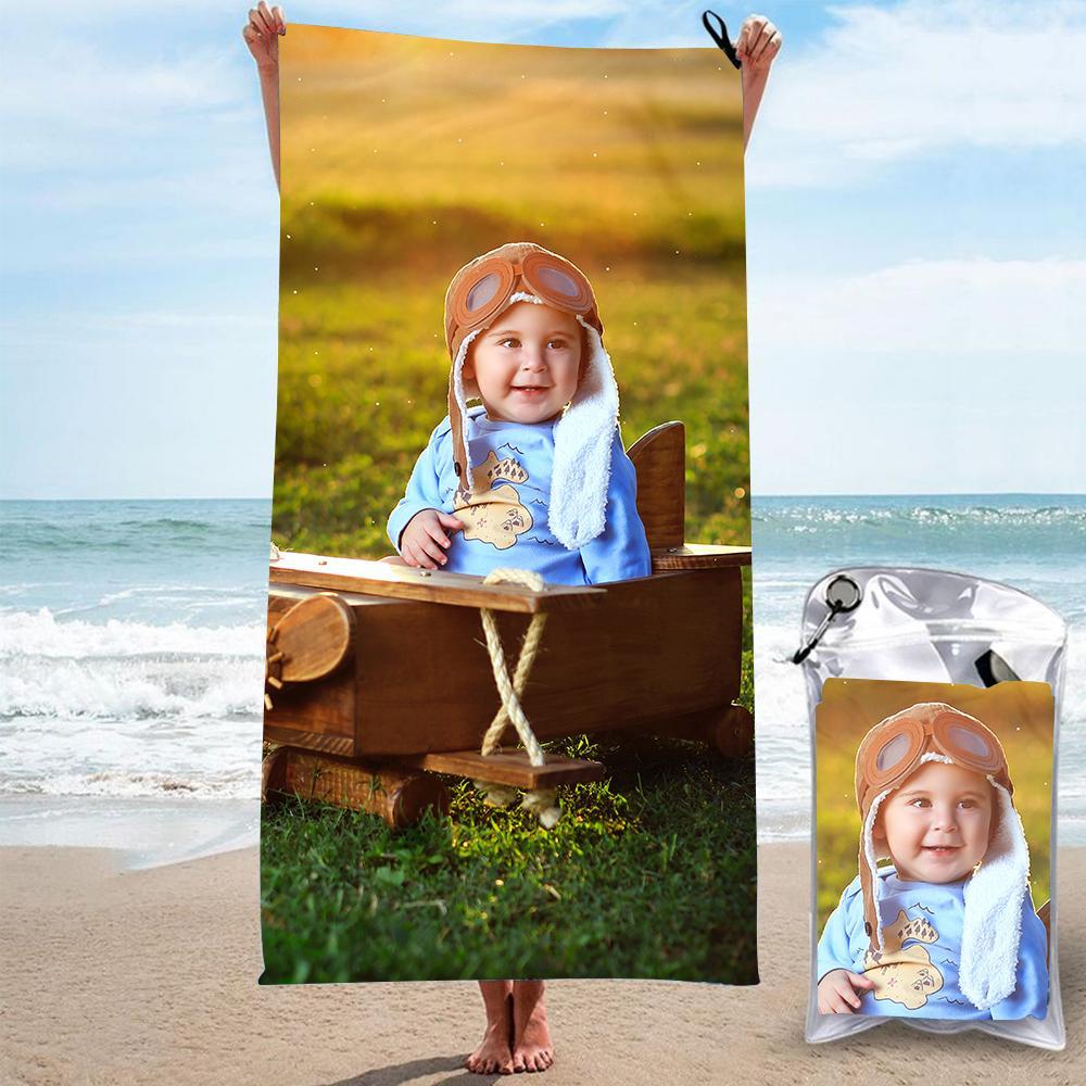 Individuelles Foto, Personalisiertes Strandtuch, Geschenk, Frühlingsferien-strandtuch Für Baby-MyHawaiianShirtsDE