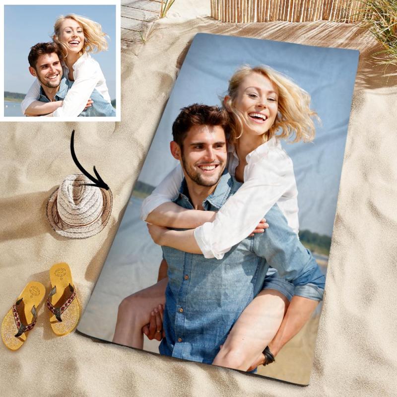 Individuelles Foto, Personalisiertes Strandtuch, Geschenk, Pool, Strandtuch Für Hochzeitstag-MyHawaiianShirtsDE