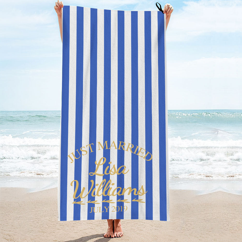 Benutzerdefinierte Name Hochzeit Strandtuch Personalisierte Strandtuch Lustiges Geschenk-MyHawaiianShirtsDE