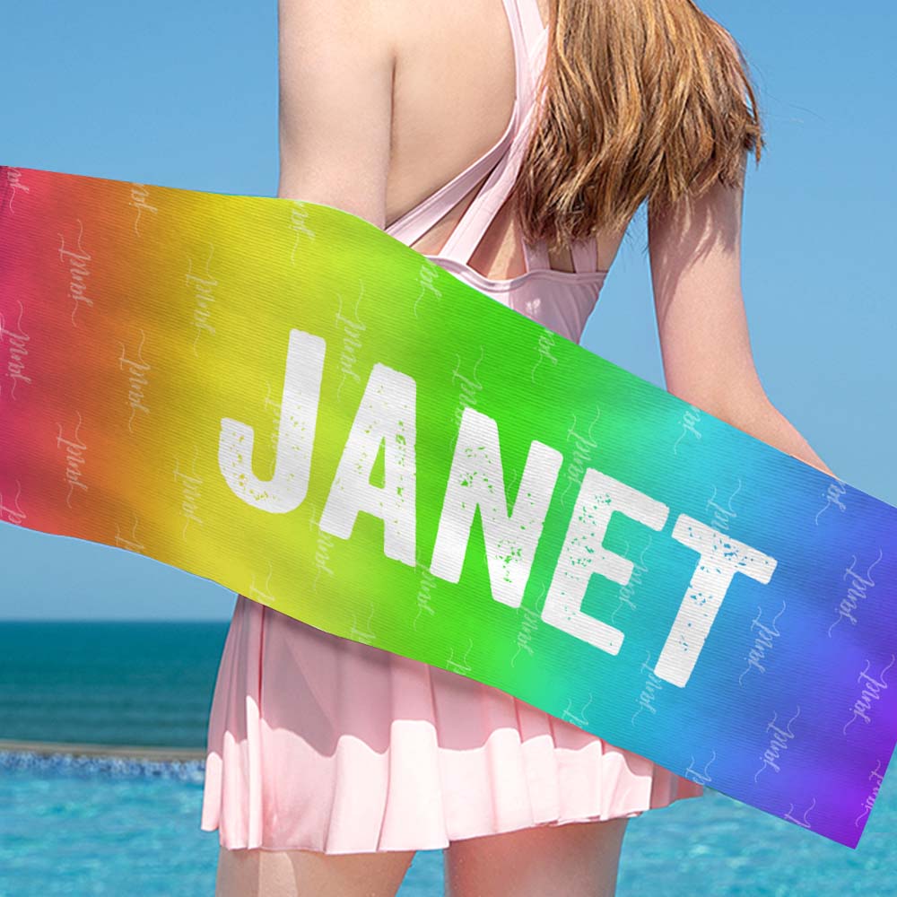 Benutzerdefiniertes Buntes Strandtuch, Personalisiertes Foto-strandtuch, Besonderes Geschenk-MyHawaiianShirtsDE