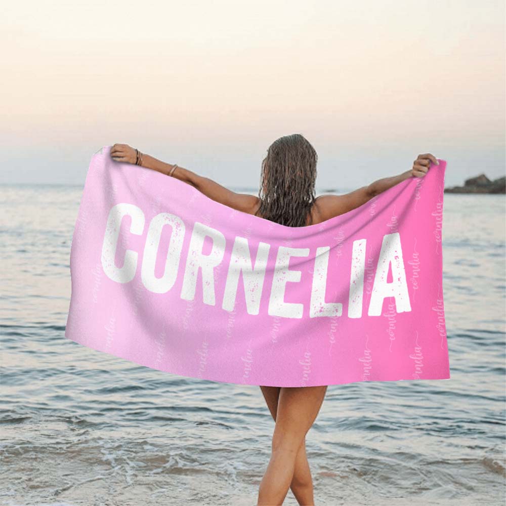 Benutzerdefiniertes Rosa Strandtuch, Personalisiertes Foto-strandtuch, Besonderes Geschenk-MyHawaiianShirtsDE