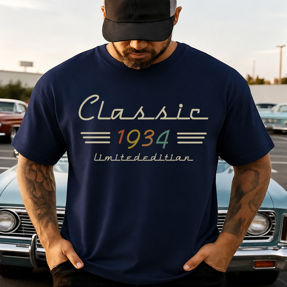 Personalisiertes Klassisches T-Shirt Mit Retro-Geburtsjahr-Grafik, Individuelles Geburtstagsgeschenk Für Papa