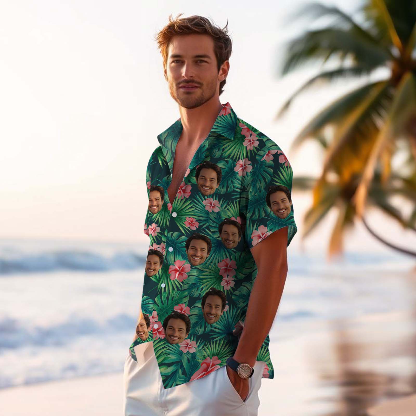 Leafy Bloom - Individuell Gestaltetes Hawaiihemd Für Männer-MyHawaiianShirtsDE