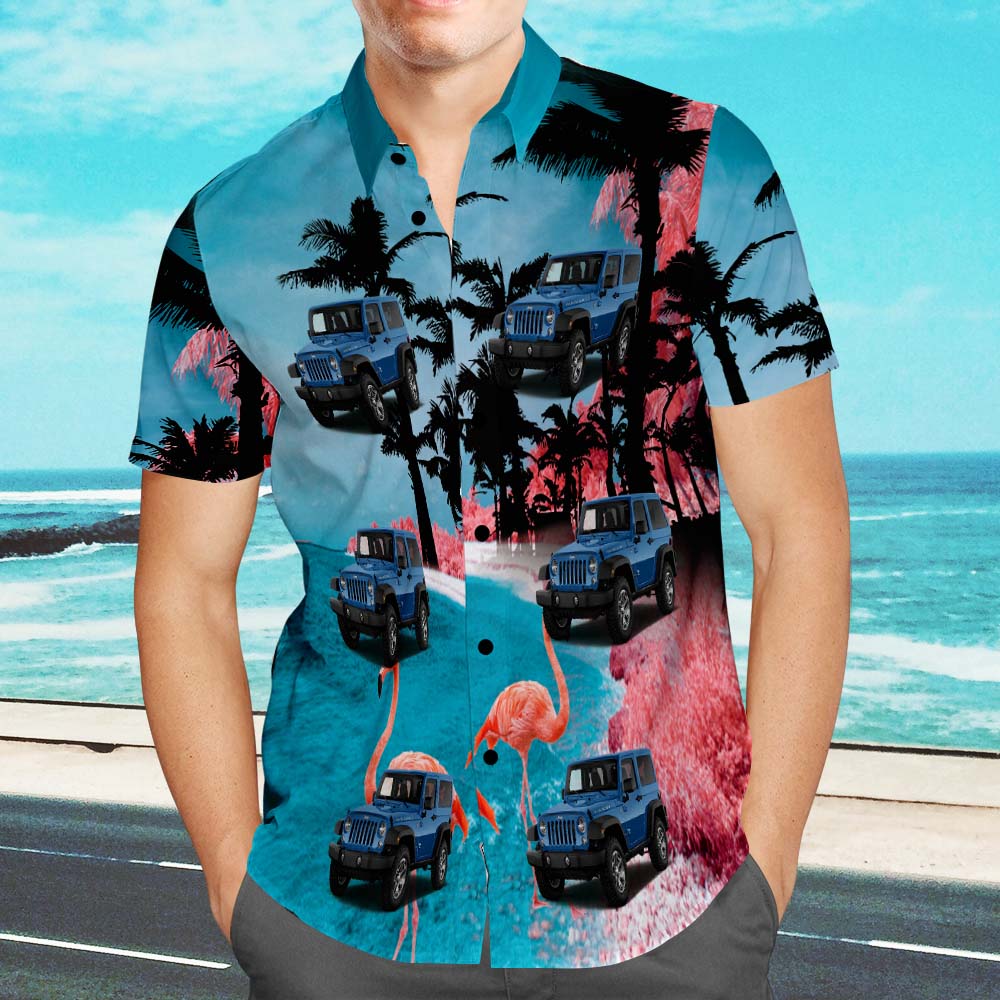 Hawaiihemd mit Gesicht Laden Sie Ein Autofoto Hoch. Benutzerdefinierte Hawaiihemden Im Flamingo-sommerstil Im Aloha-strandhemd Für Männer-MyHawaiianShirtsDE