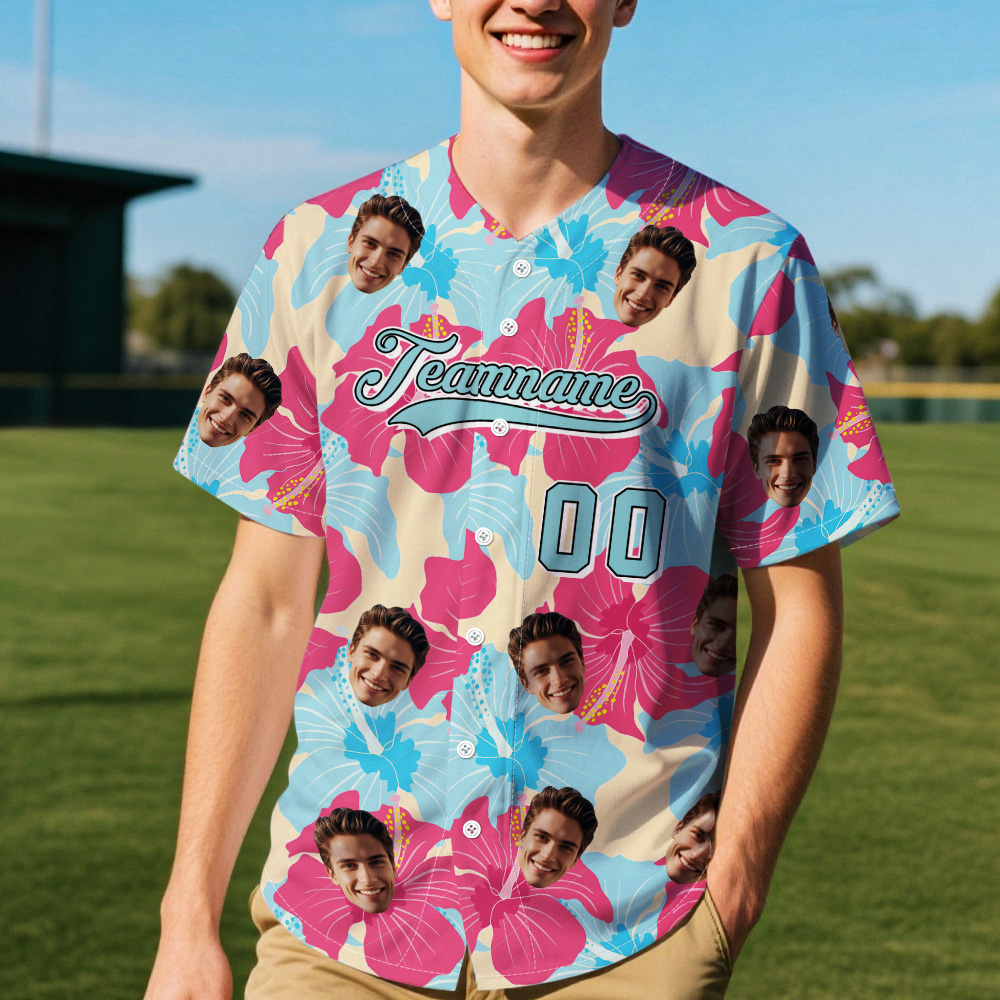 Benutzerdefiniertes Hawaii-baseballtrikot Mit Vacation Vibes Und Tropischem Element-aufdruck - MyHawaiianShirtsDE