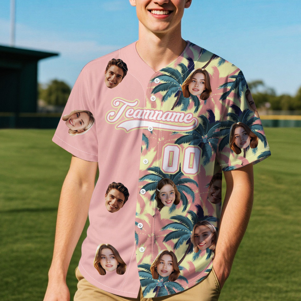 Benutzerdefiniertes Gesicht Hawaiian Baseball Team Jersey Mit Name Und Nummer, Personalisiertes Baseball Shirt Für Männer Frauen Jugend Vorschule Junggesellenabschied Shirt - MyHawaiianShirtsDE