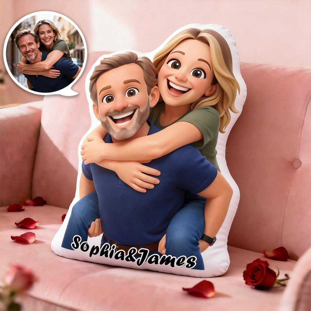 Personalisiertes Foto-kissen Mit Cartoon-motiv, Individuelles Foto-paarkissen, Valentinstagsgeschenk Für Paare, Geschenk Zum Hochzeitstag Für Sie Und Ihn