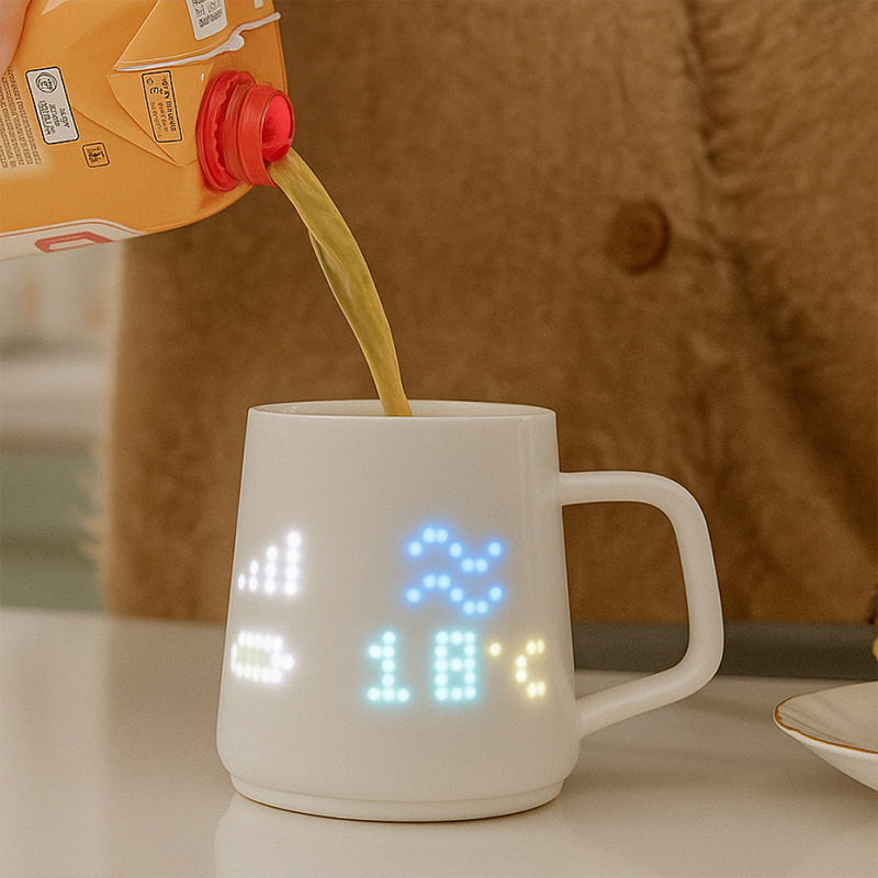 PixelMug – Intelligente KI-Pixel-Display-Tasse | App-gesteuerte Interaktive Kaffeetasse Aus Keramik Mit Benutzerdefinierten GIFs, Minispielen Und Temperaturerinnerungen