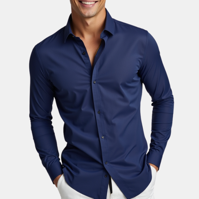 Herren-Premium-Stretch-Hemd, Bequemes, Knitterfreies Business-Casual-Hemd