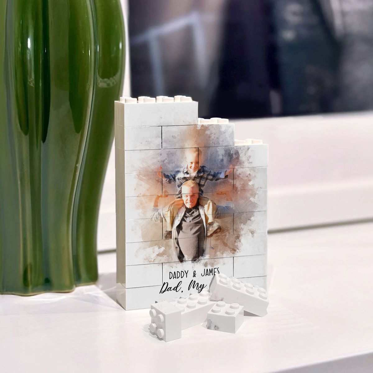 Personalisierter Fotobaustein – Für Immer Deine Kleine Tochter – Geschenk Für Papa – Baustein – Vatertagsgeschenk -