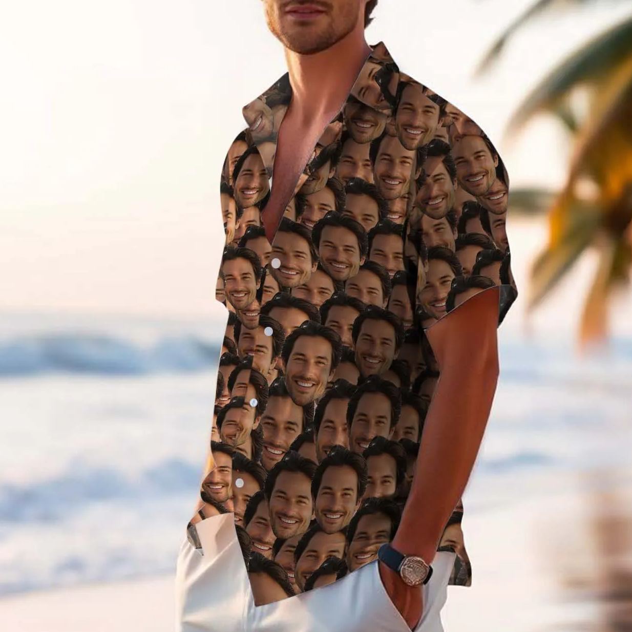 Face Frenzy - Maßgeschneiderte Hawaiihemden Für Männer - MyHawaiianShirtsDE