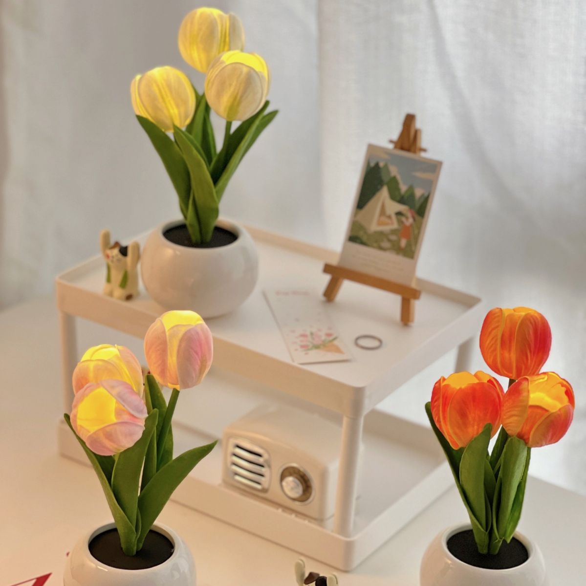 Moderne, Kreative Tulpen-tischleuchte Aus Keramik Mit Usb- Und Led-anschluss Fürs Schlafzimmer