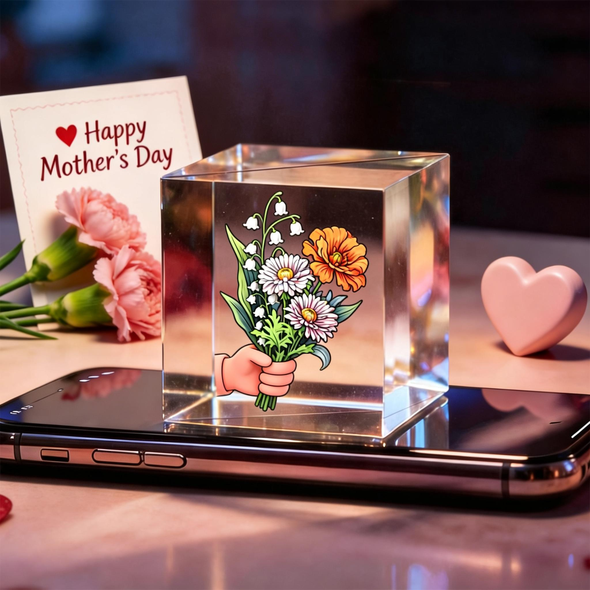 Personalisierte Geburtsblumen-hologramm-video-lumina-box, Individueller Muttertagsstrauß, Leuchtendes Erinnerungsgeschenk