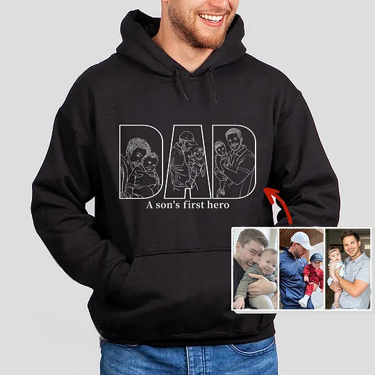 Individuell Gestaltetes Sweatshirt/t-shirt Mit Familienfoto-porträt, Bestickt/bedruckt – Hoodie Als Geschenk Für Papa Oder Mama