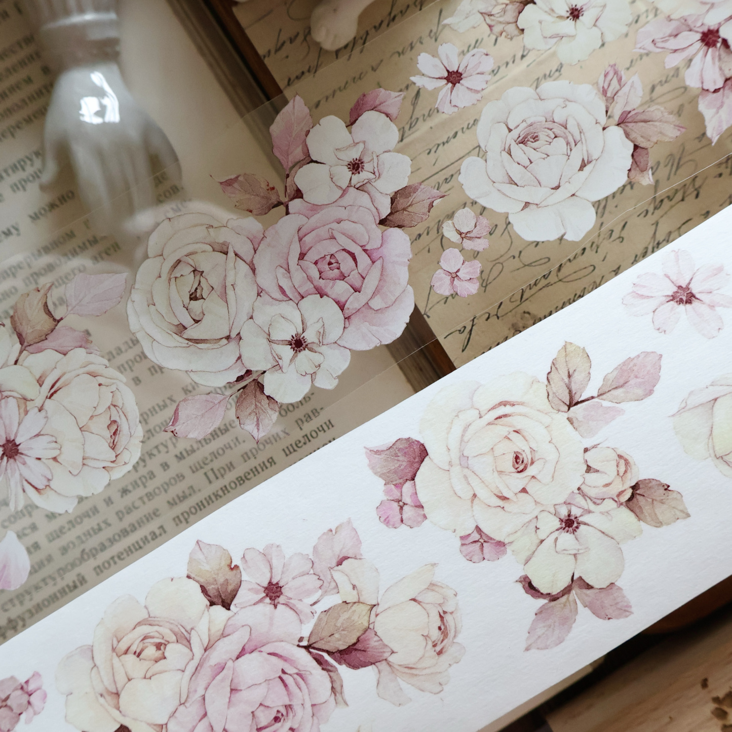 YIER Studio Pink Blue Flower PET Washi Tape 2.17*196.85 inch
