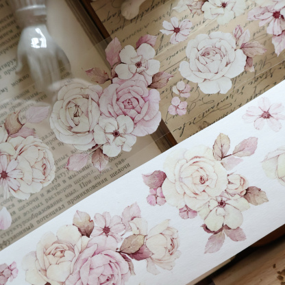 YIER Studio Pink Blue Flower PET Washi Tape 2.17*196.85 inch