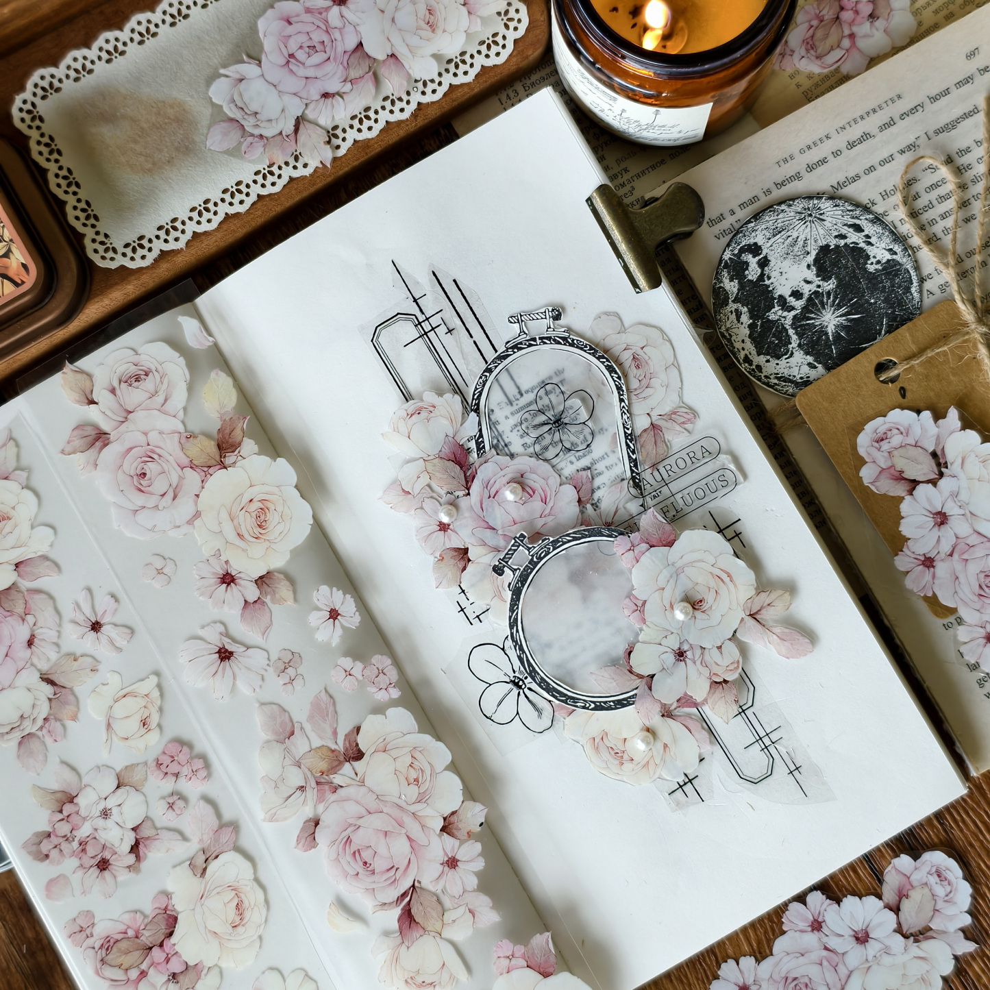 YIER Studio Pink Blue Flower PET Washi Tape 2.17*196.85 inch
