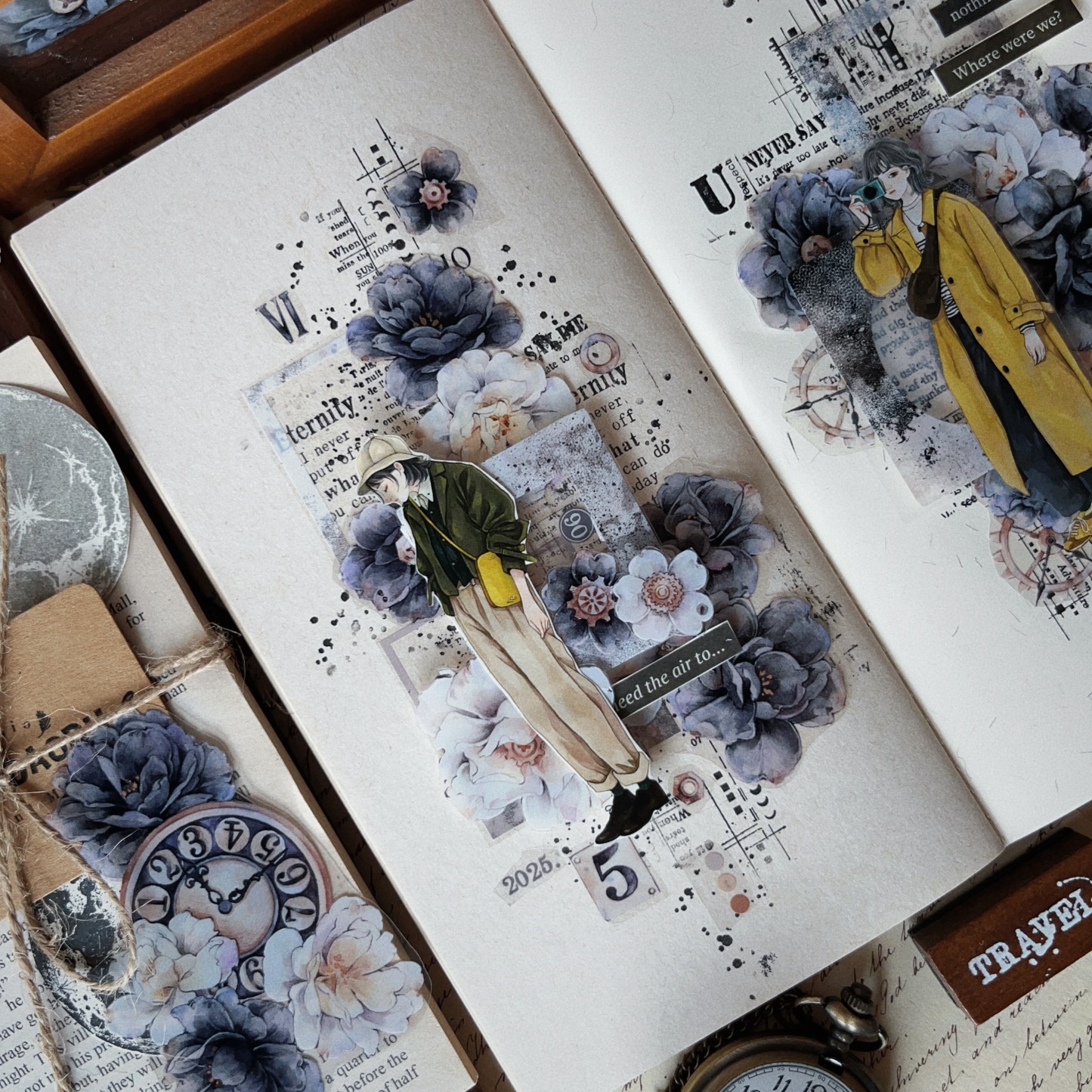 YIER Studio Black and White Time Flower PET Washi Tape 2.36*236.22 inch