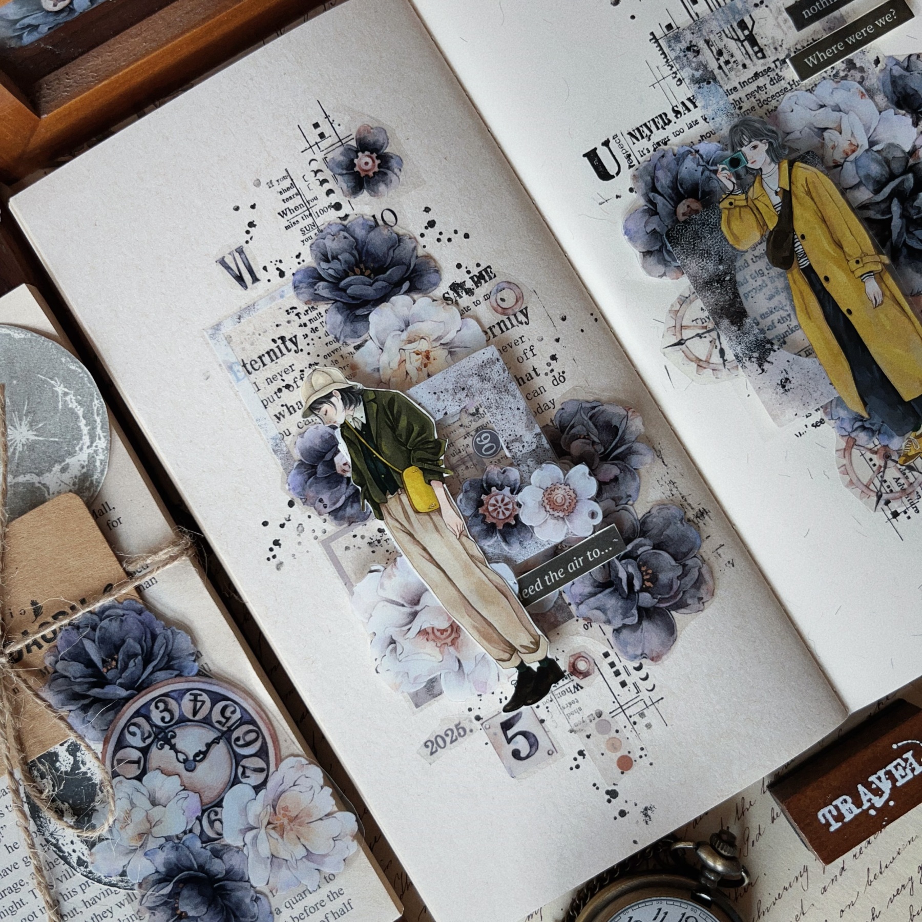 YIER Studio Black and White Time Flower PET Washi Tape 2.36*236.22 inch