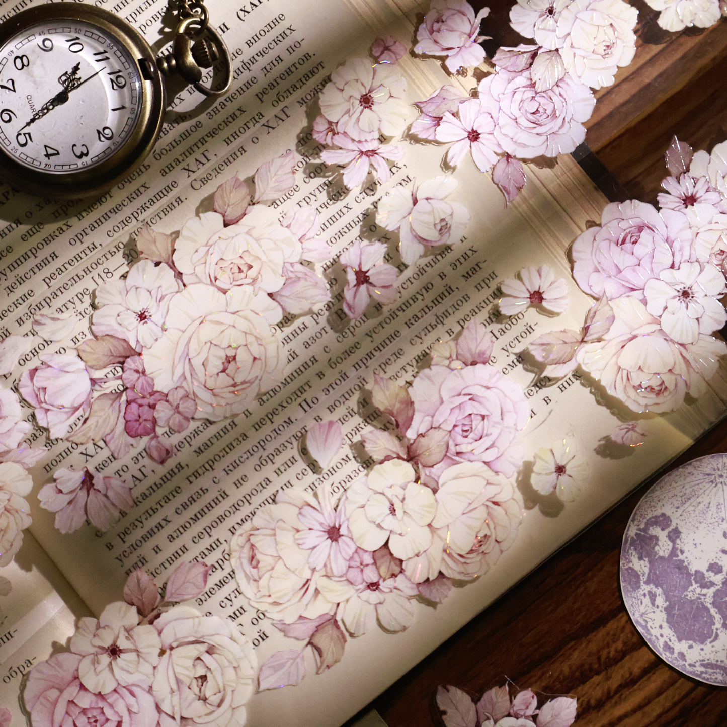 YIER Studio Pink Blue Flower PET Washi Tape 2.17*196.85 inch