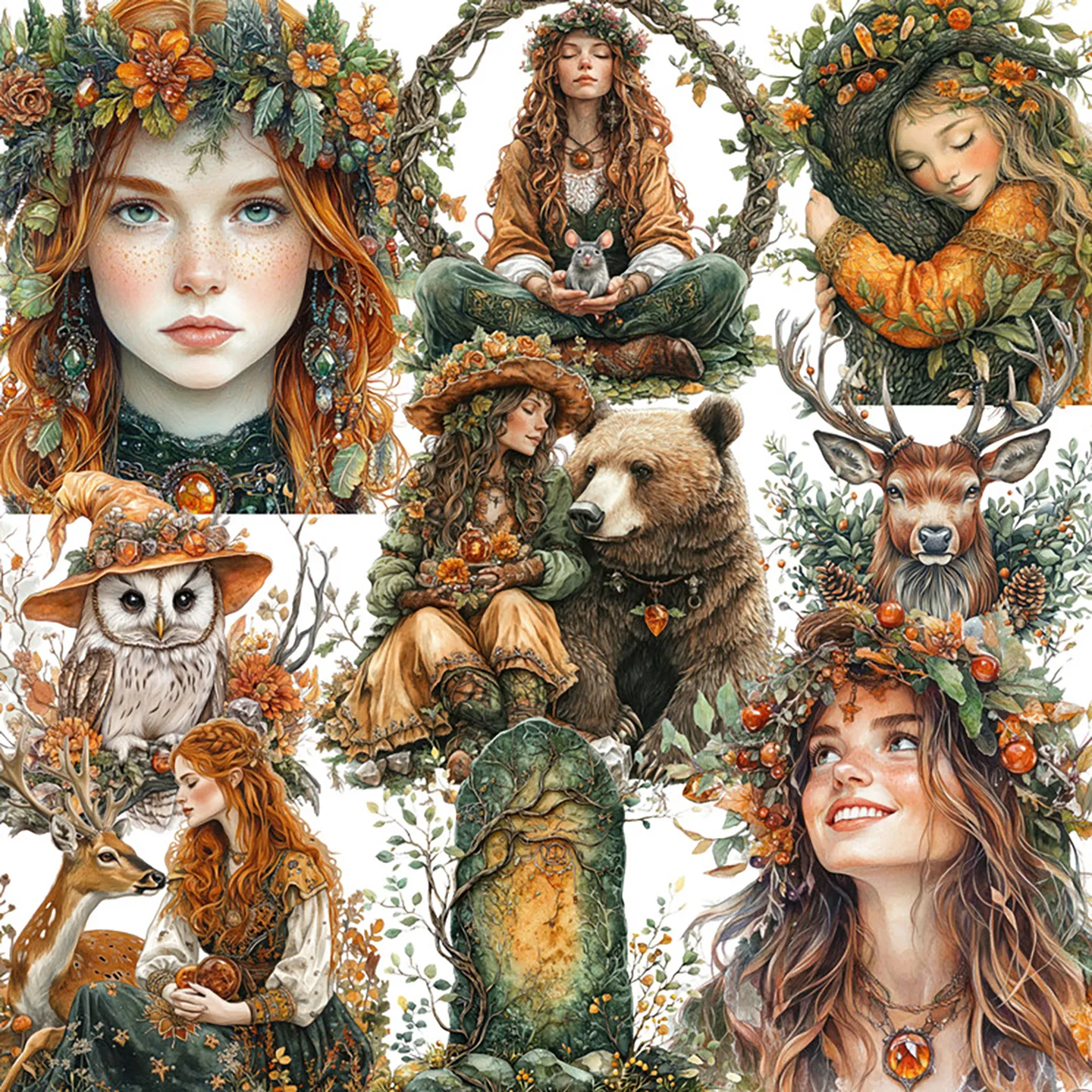 Forest Girl Theme adhesive stickers