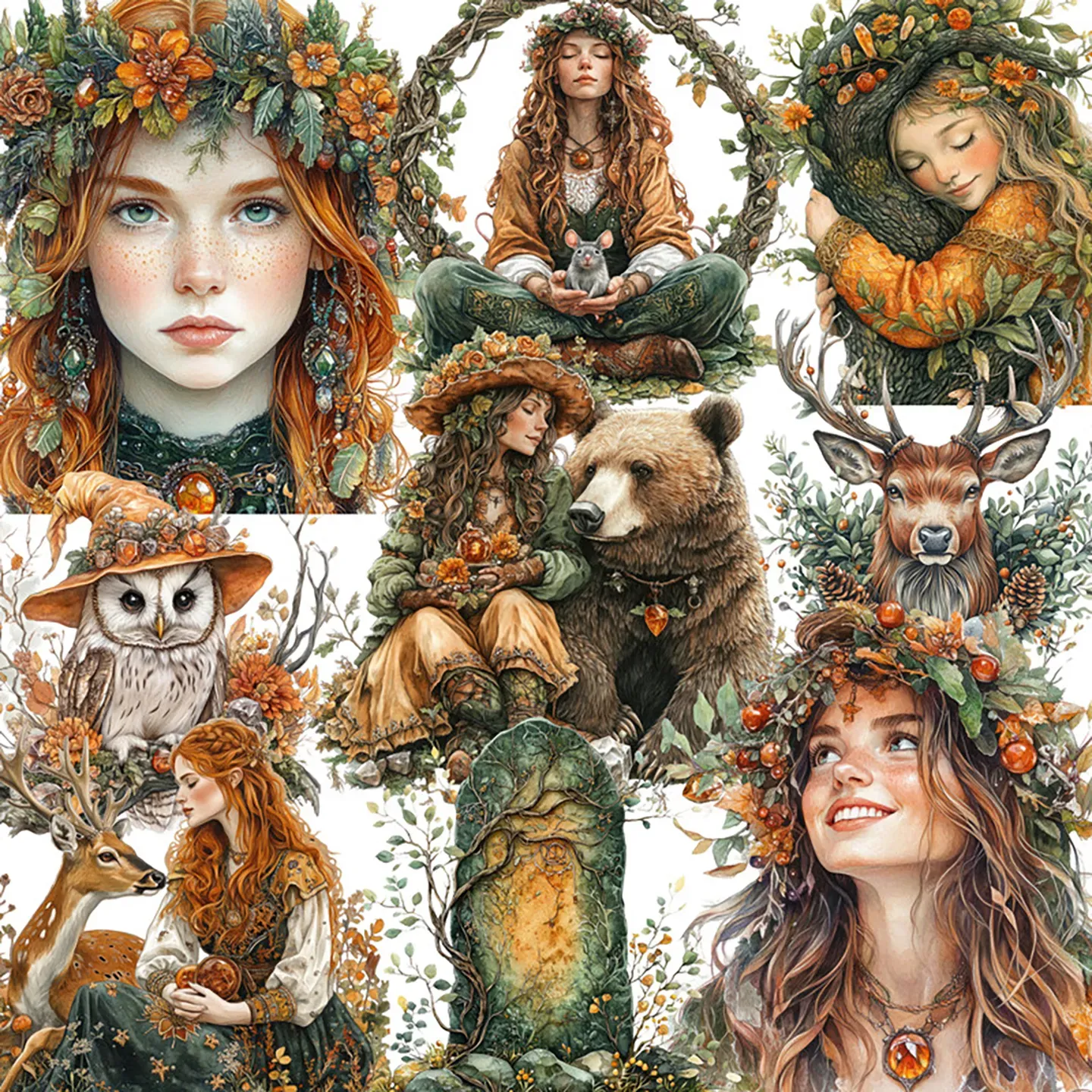 Forest Girl Theme adhesive stickers