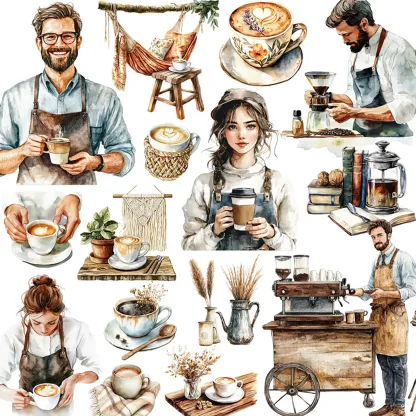 Coffee Theme adhesive stickers