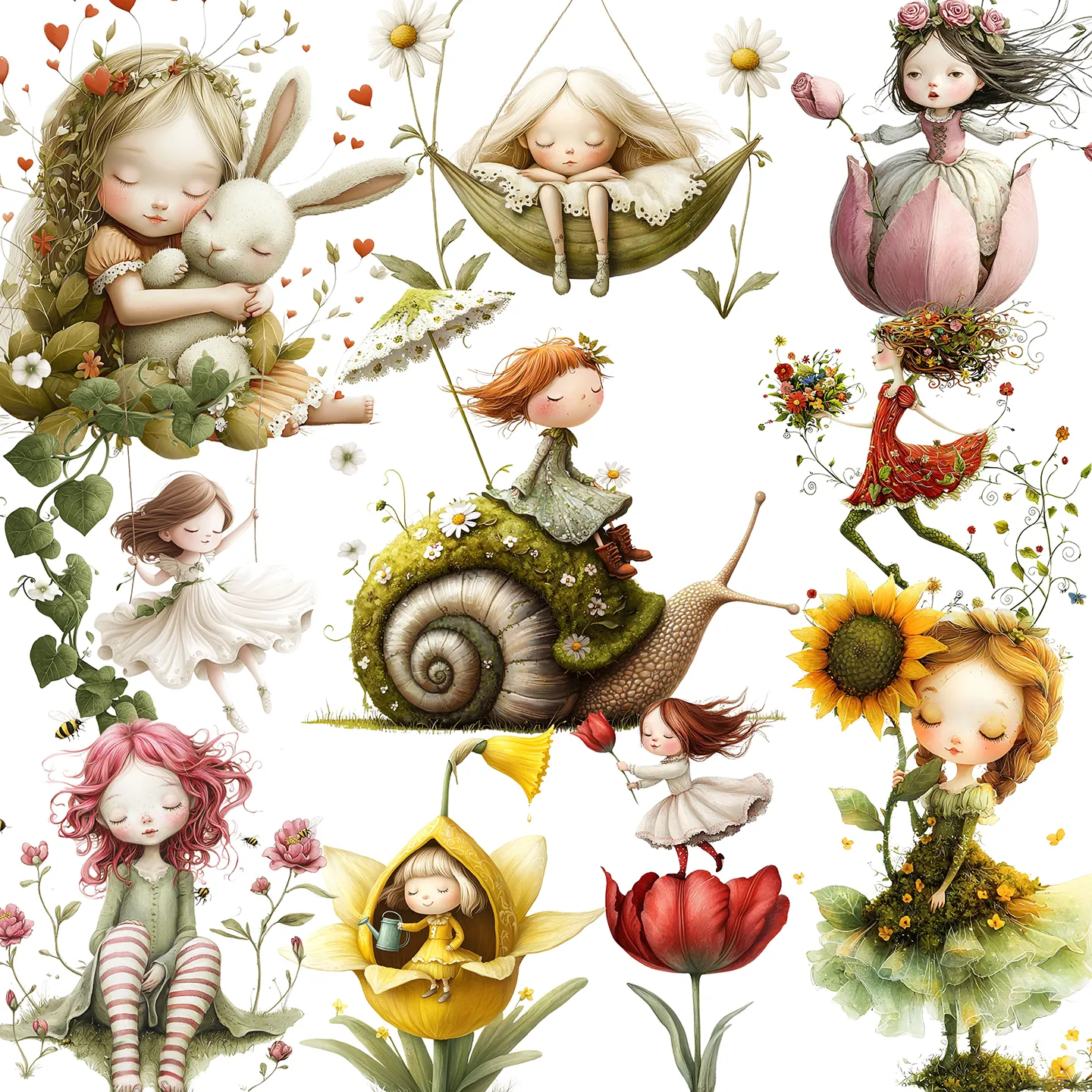 Flower Girl adhesive stickers