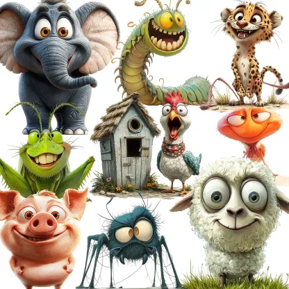 Cartoon Animals Insects Theme adhesive stickers