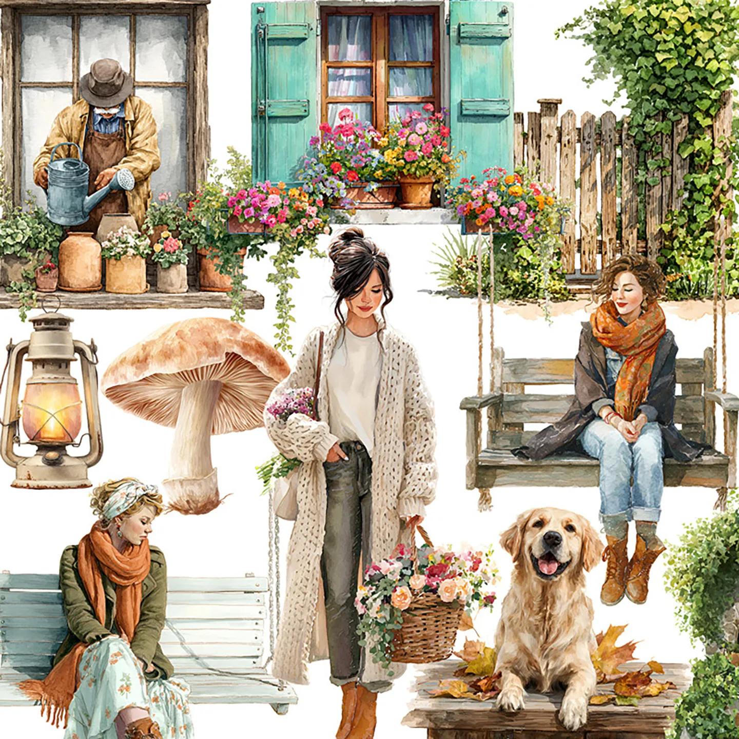 Swing Garden Theme adhesive stickers