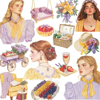 Purple Girl Theme adhesive stickers