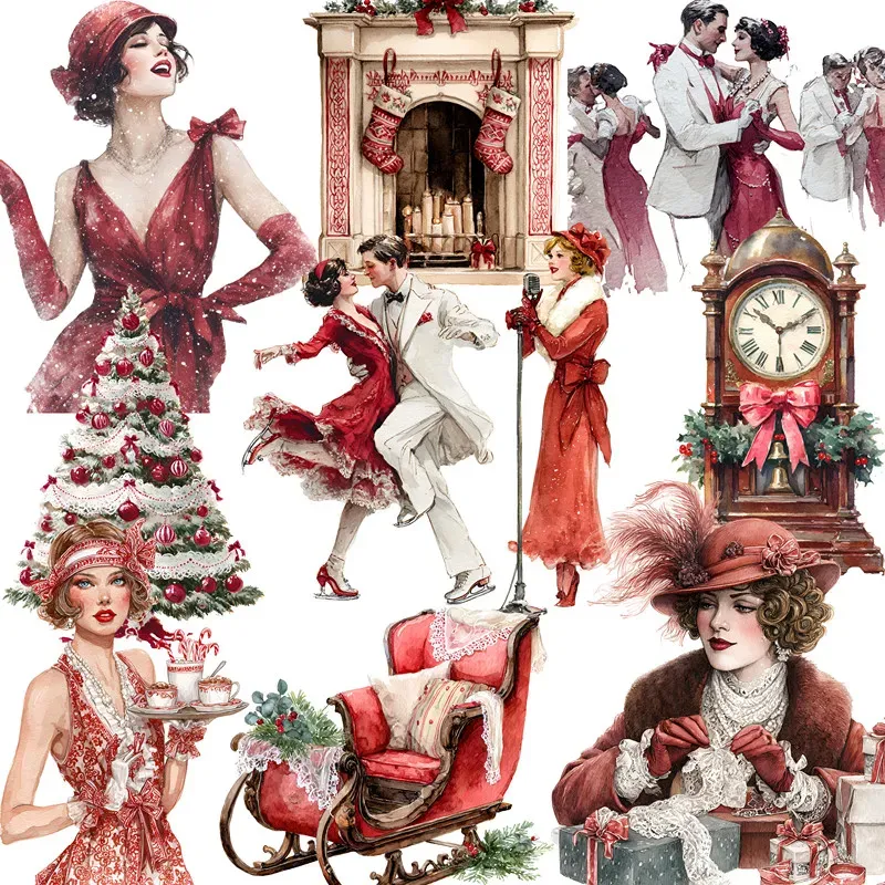 Christmas Party Girl Theme adhesive stickers