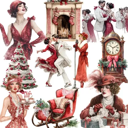 Christmas Party Girl Theme adhesive stickers