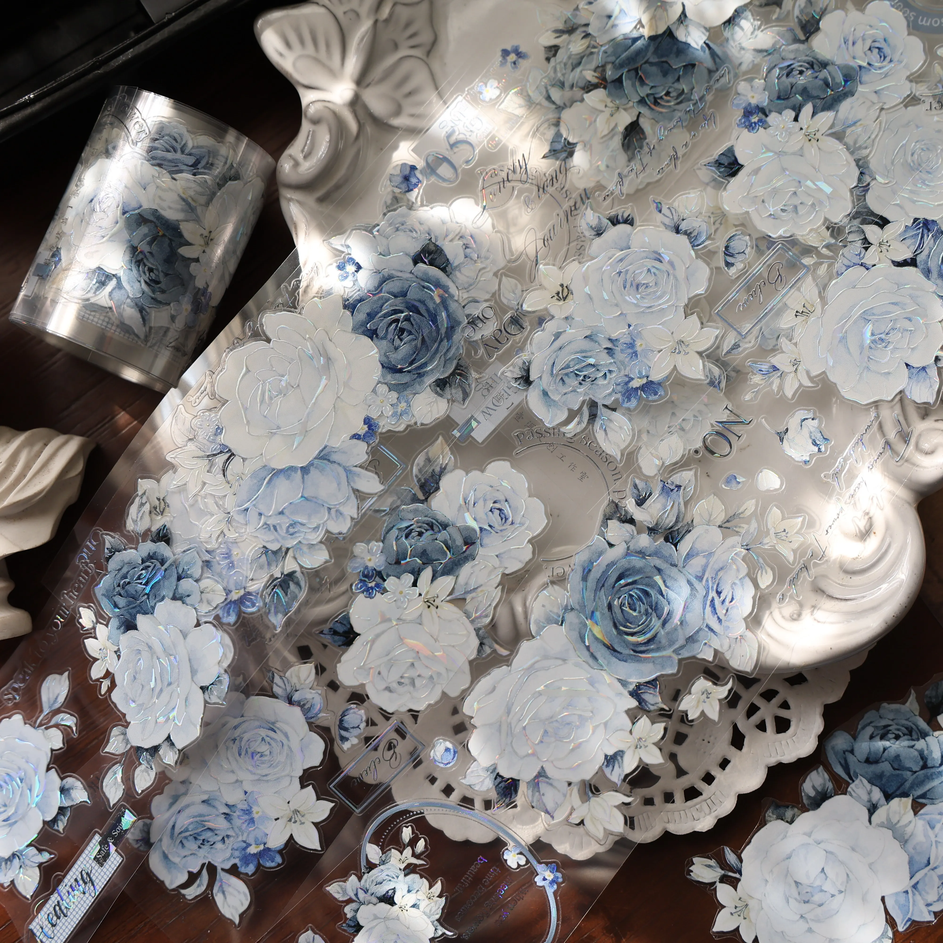 YIER Studio Blue Rose Theme PET Washi Tape 1.97*196.85 inch